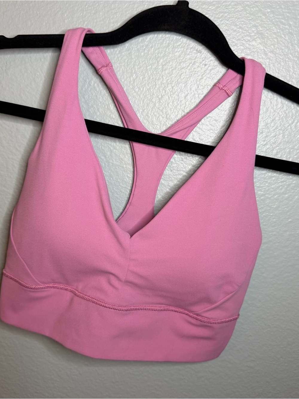 Athleta Pink V-Neck Racerback Sports Bra